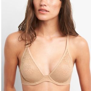 Gap Bare Natural Plunge Lace Bra - ROSE LIGHT PINK